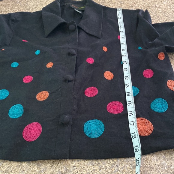 Harris Wallace Linen and Rayon Cropped Button Top or Jacket Colorful Designs 12 - Picture 10 of 14